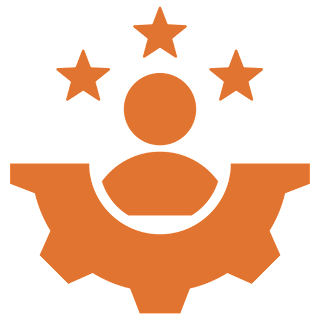 Abstract person with stars and gear