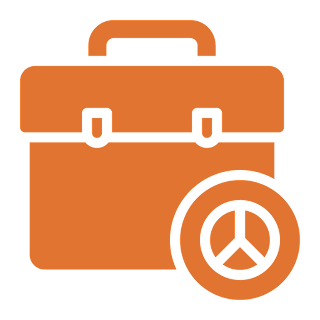 Briefcase and peace icon design